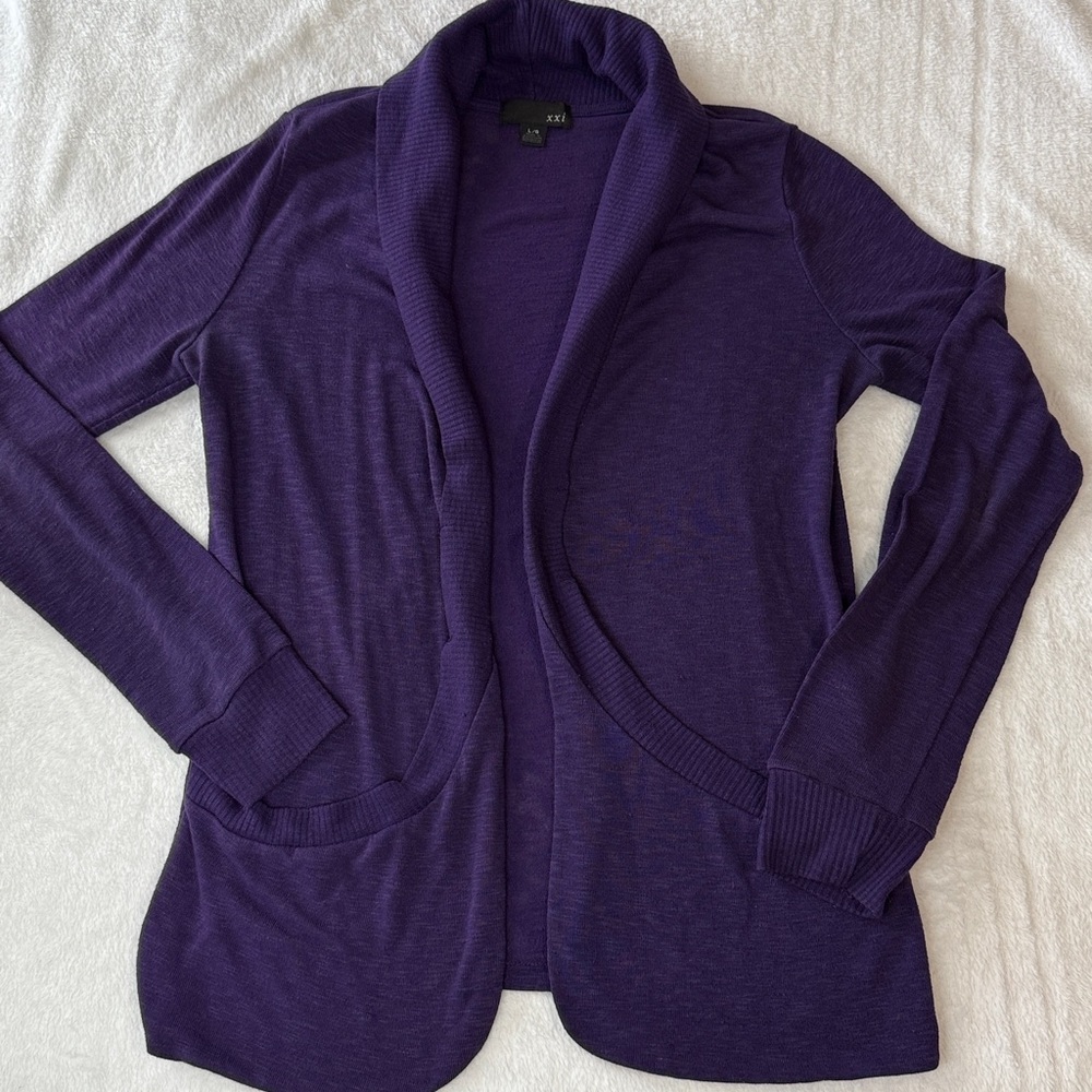 💜Forever 21 Purple Knit Cardigan w/POCKETS
